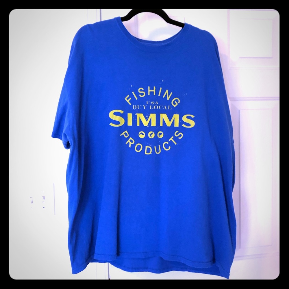 Sims Fishing “Buy Local” Blue & Yellow Graphic Tee